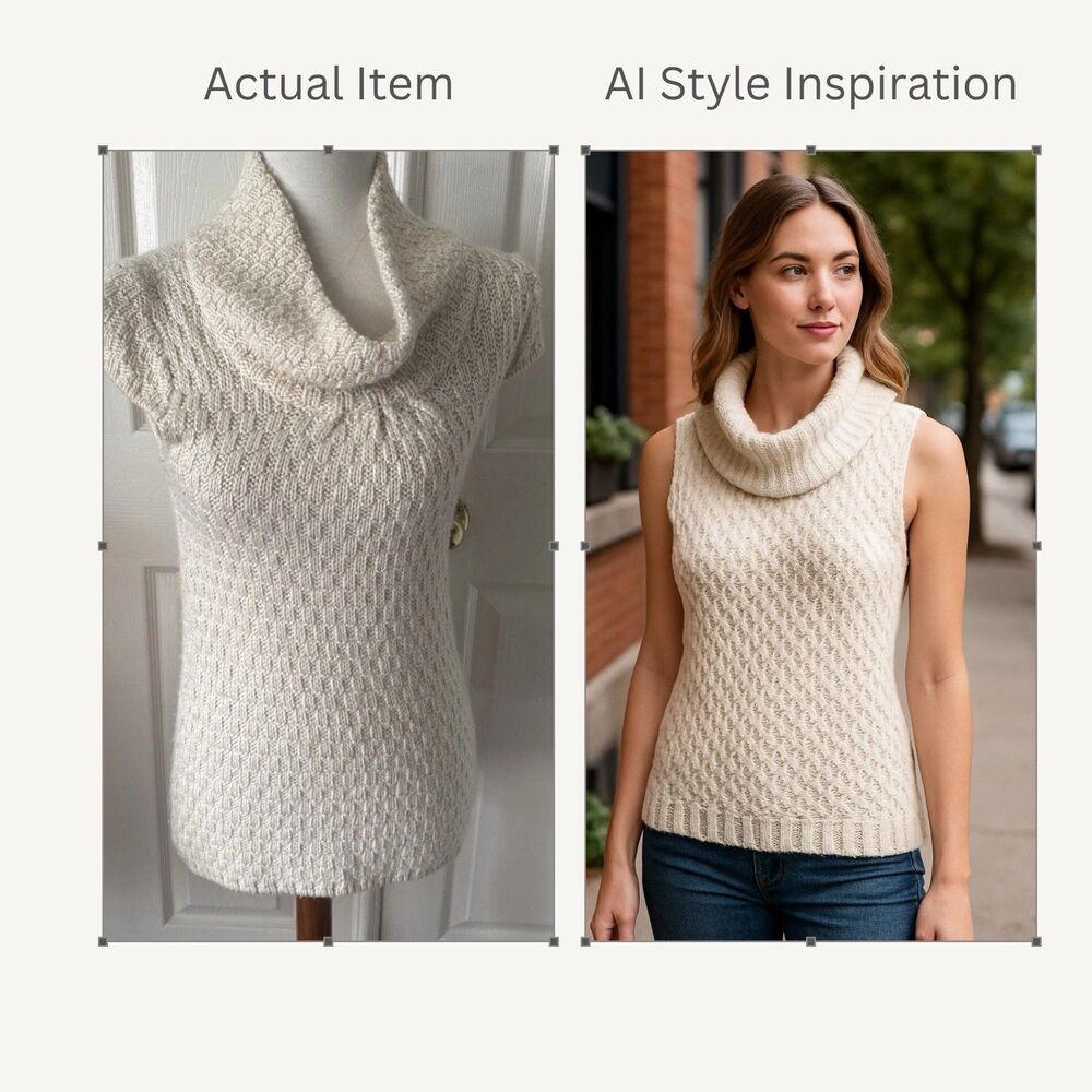 Cream Chunky Knit Cowl Neck Sweater Women’s Small Soft Pullover Fall Cozy